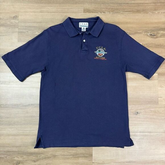Vintage 95 Men's M UCLA Bruins Polo Blue Final Four Seattle Patch Basketball - Picture 1 of 5